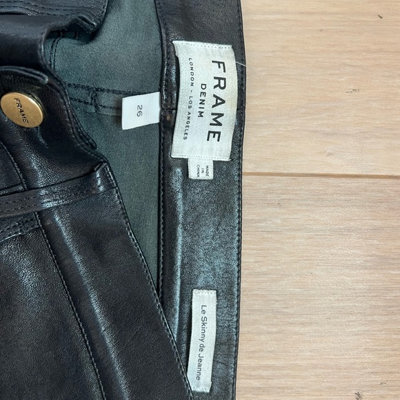 Frame Denim Shiny Black Leather Pants - Picture 6 of 11